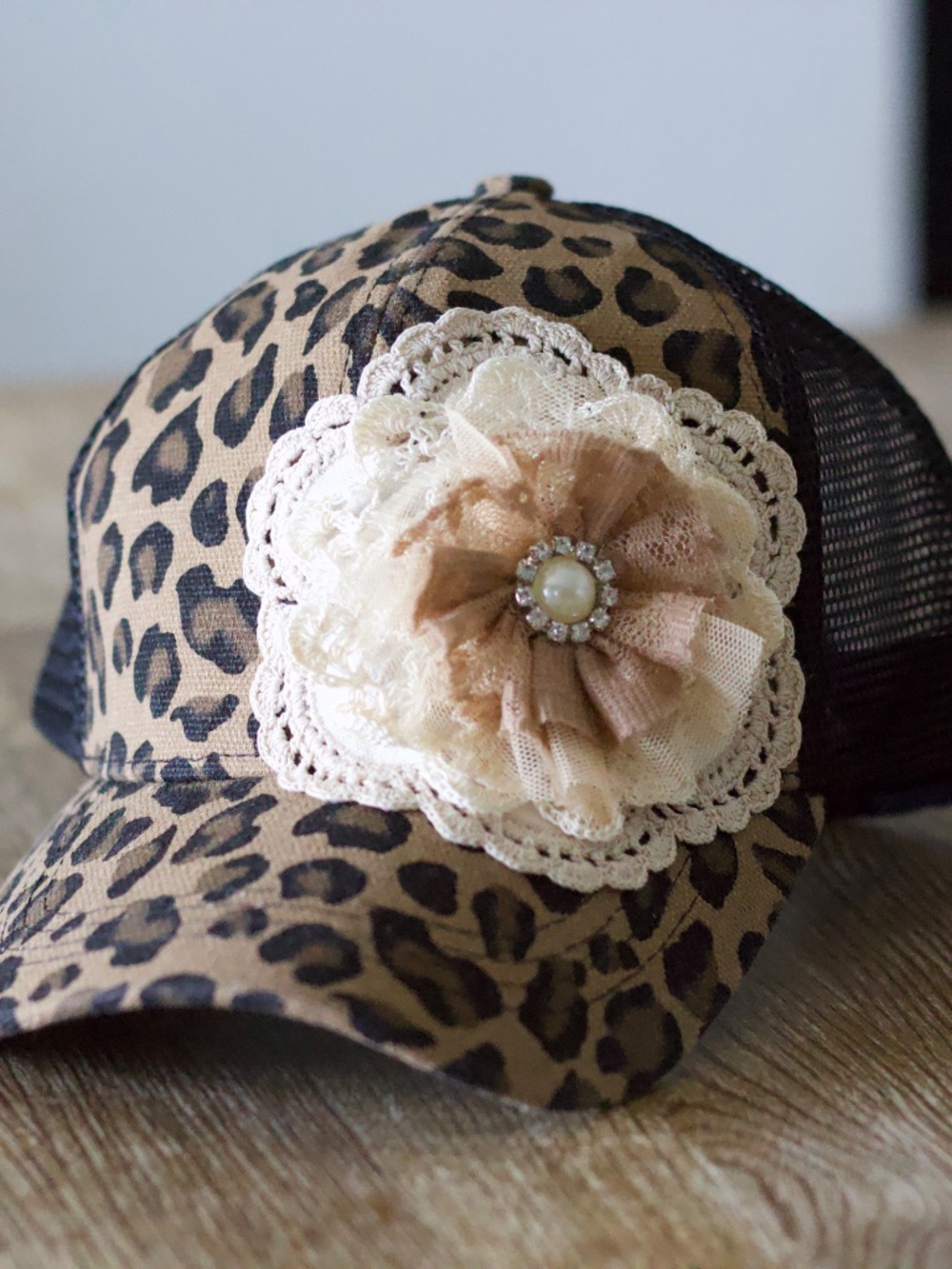 Womens Hats, Womans Bling Rhinestone Cap, Trucker Style Hat, Suede Hat, Leopard - Picture 2 of 7